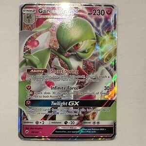 Pokemon Gardevoir GX Card with Green and Pink Accents